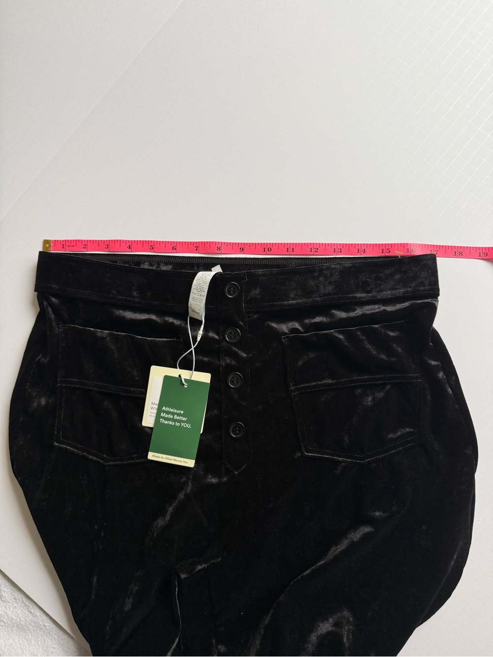 Halara NWT Black velvet wide leg trousers with front pockets and button detail. - Picture 11 of 14